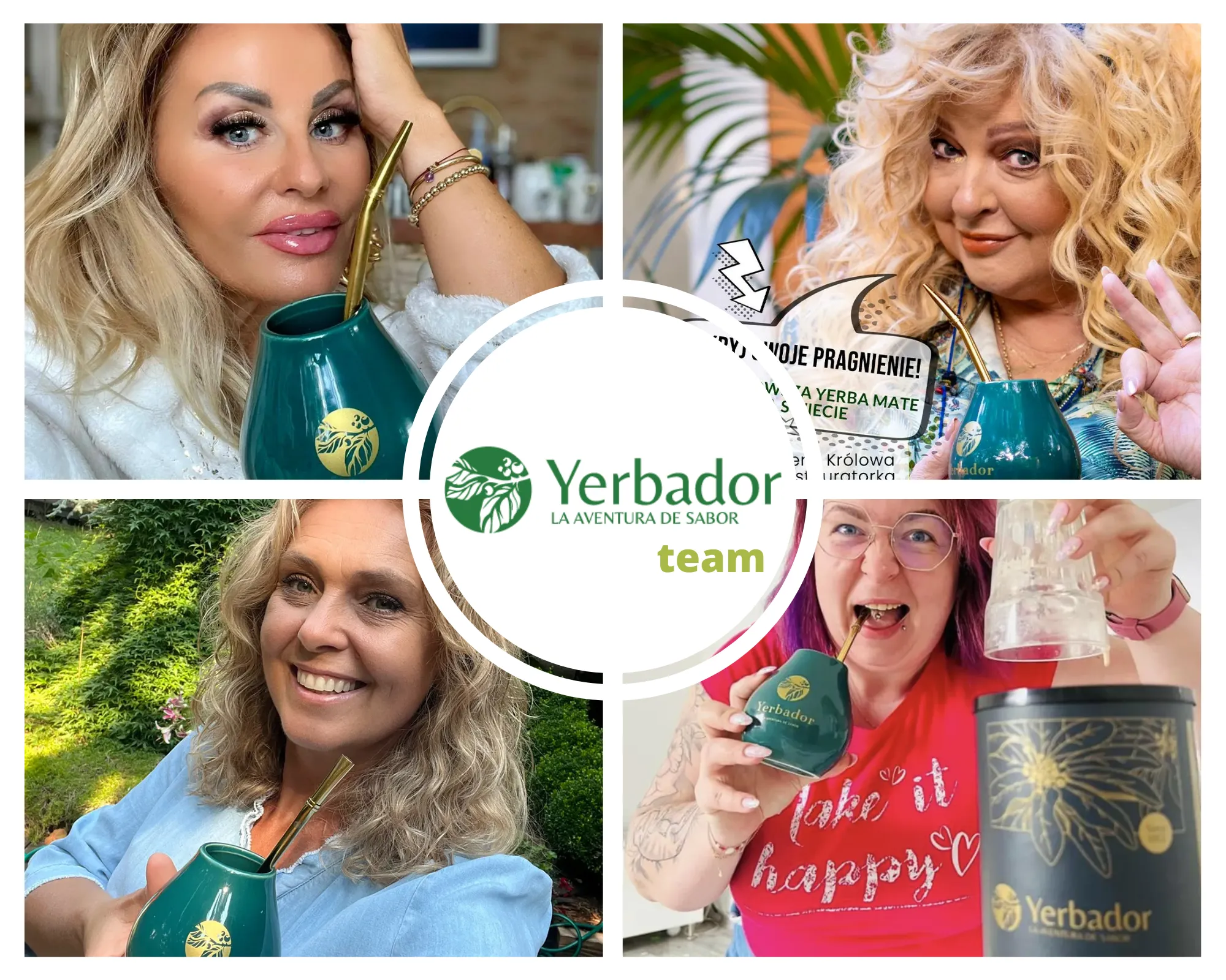 Znane osoby pijące yerba mate od yerbador - kolaż zdjęć