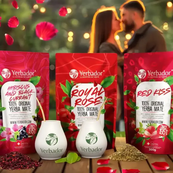 ZESTAW ŚWIĄTECZNEJ MIŁOŚCI - RED KISS + RÓŻA + HIBISKUS + 2 MATERO + 2 BOMBILLE